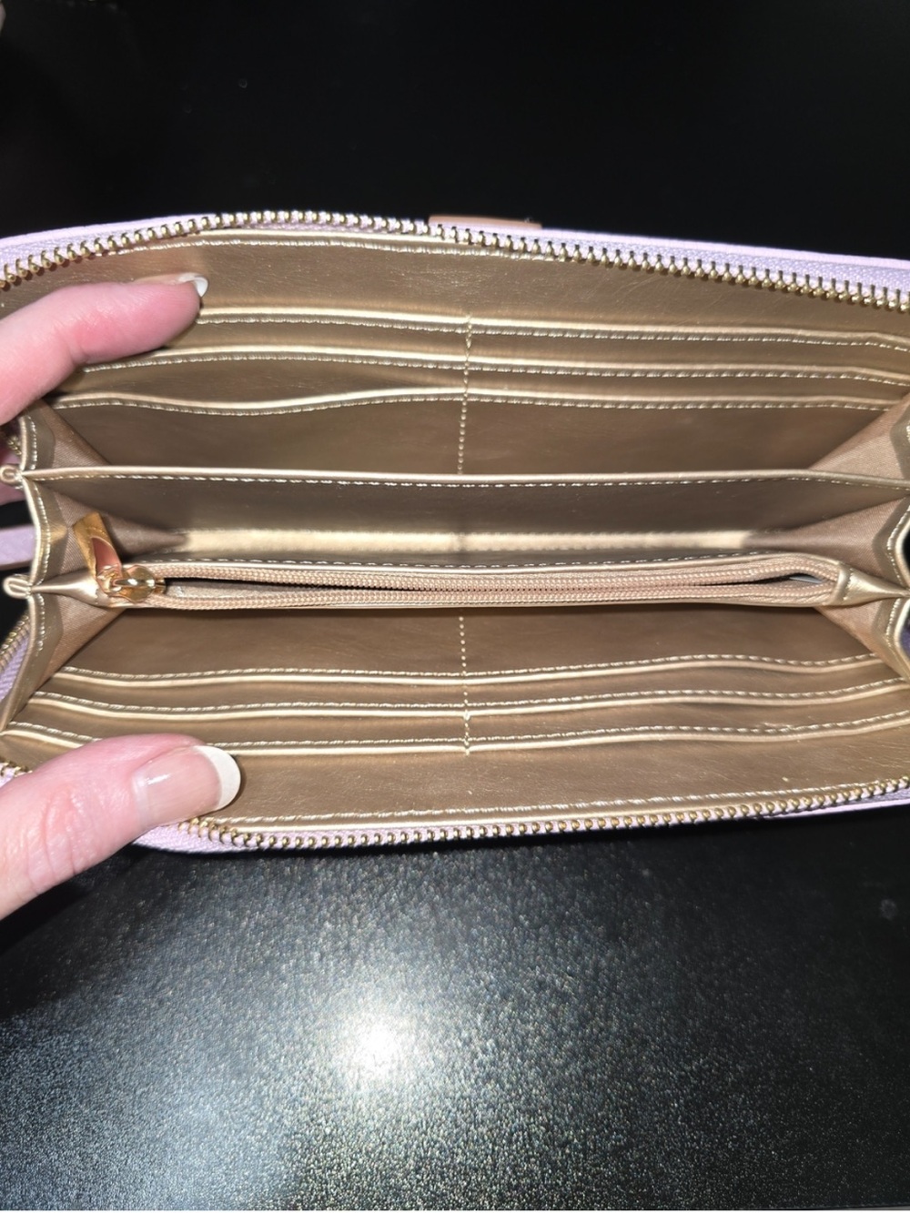 Anne Klein Lavender Bow Zip Around Wristlet Wallet Continental - EUC- Like New - Picture 6 of 7